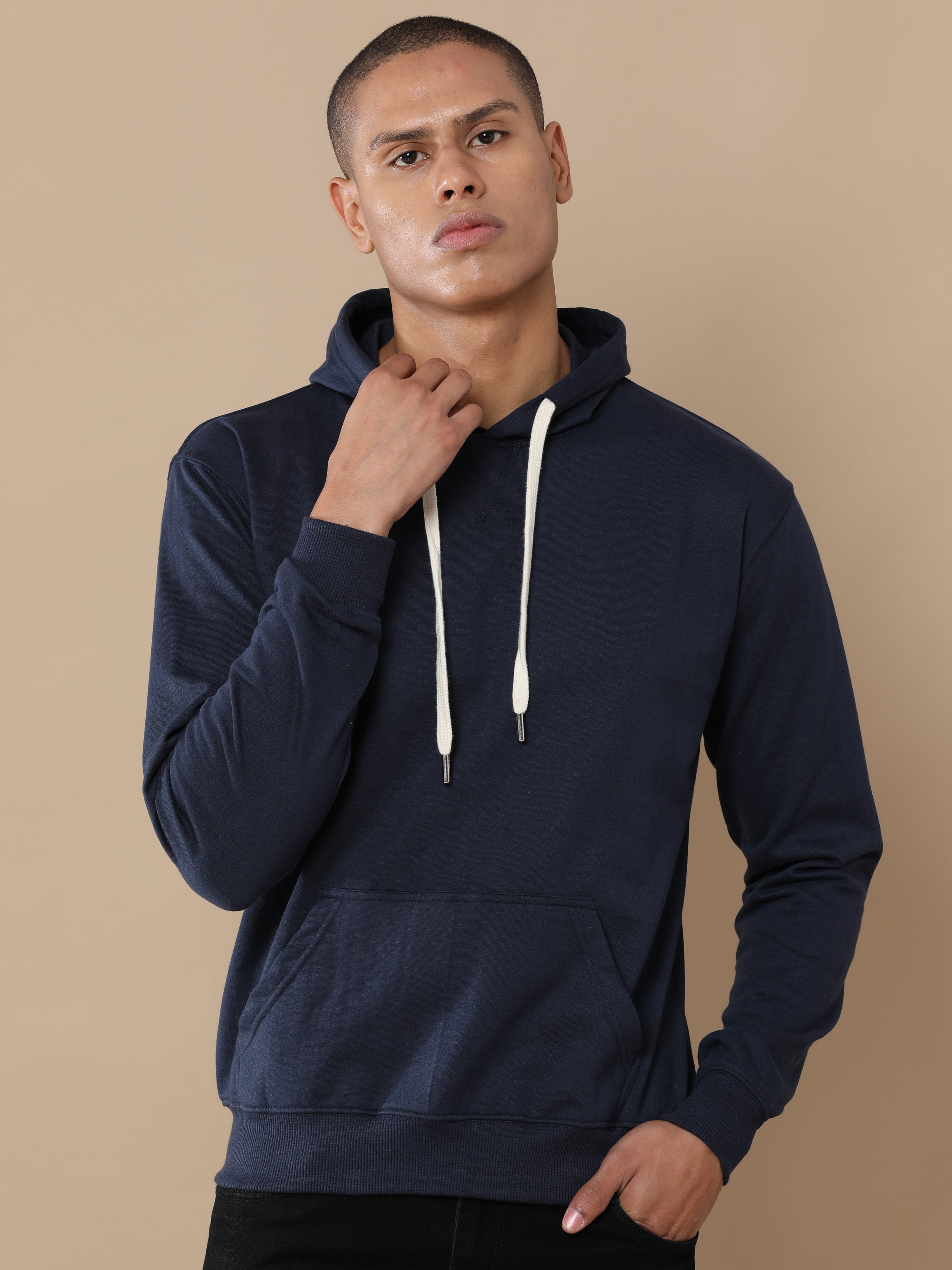 Alfaq Basic Navy Blue Hoodie